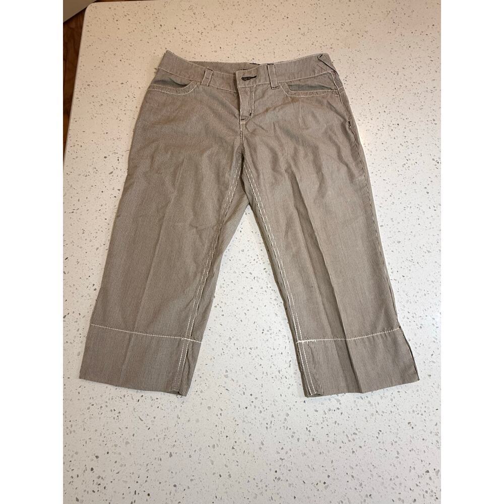 PURE COLOR CAPRI STRIPED 100% COTTON PANTS WOMENS SIZE 28" WAIST